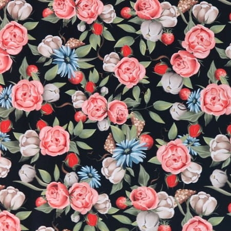 Zielone liście z kwiatami na czarnym1.JPG