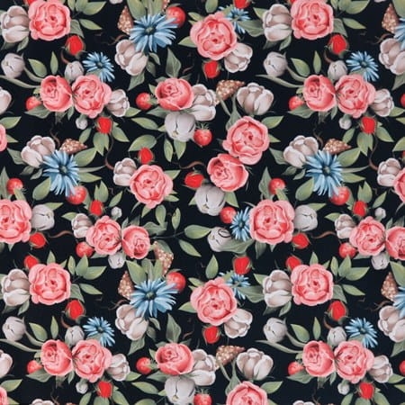 Zielone liście z kwiatami na czarnym2.JPG