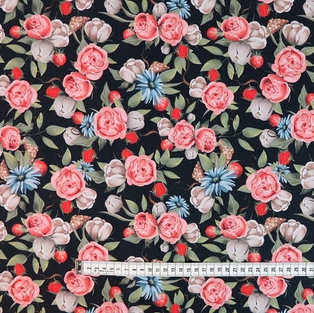 Zielone liście z kwiatami na czarnym3.JPG