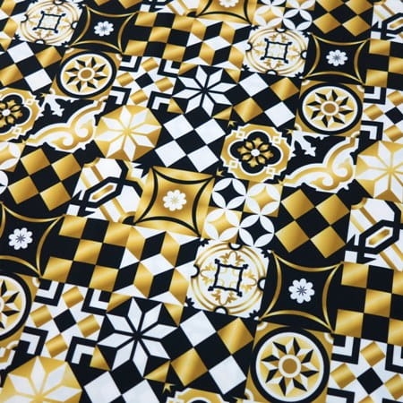 TKANINA WODOODPORNA Mozaika złoto-czarna