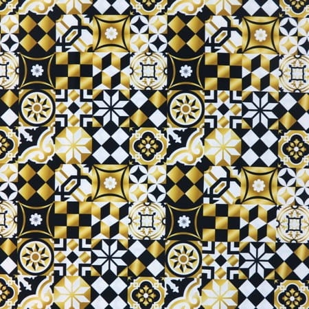 TKANINA WODOODPORNA Mozaika złoto-czarna [6-8]