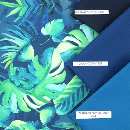 TKANINA WODOODPORNA Liście tropikalne monstera na granacie.jpg