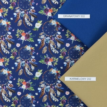 TKANINA WODOODPORNA Łapacze małe boho na granacie.jpg