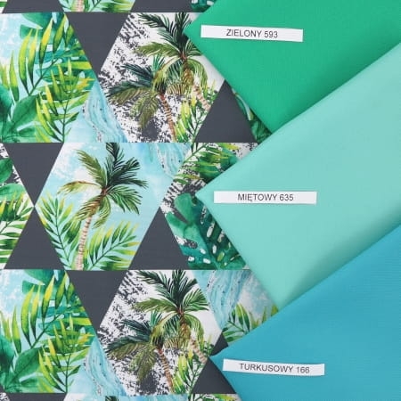 TKANINA WODOODPORNA Palmy i trójkąty szare.jpg