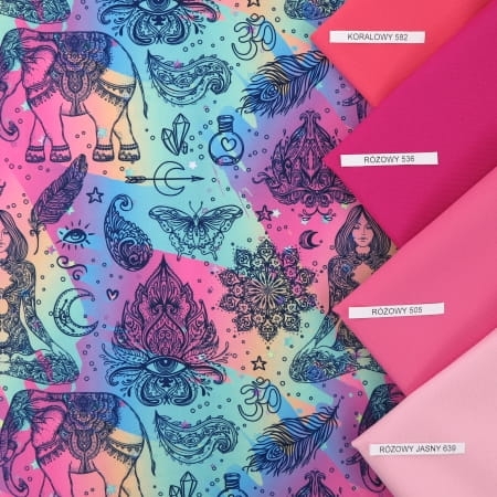 TKANINA WODOODPORNA Wzór indyjski fluo