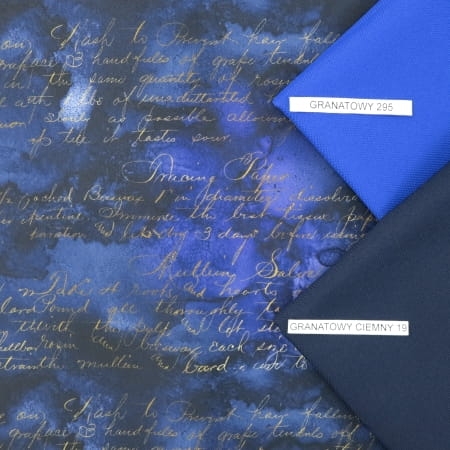 TKANINA WODOODPORNA Złote napisy na granatowym tle.jpg