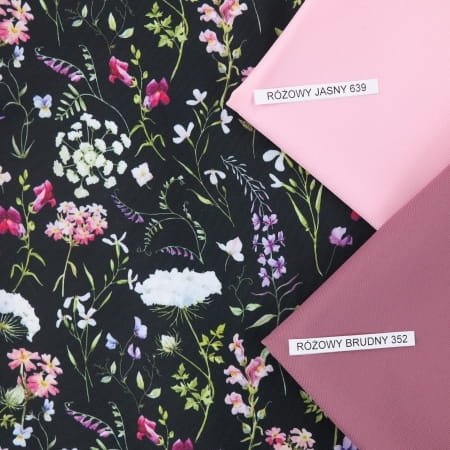 TKANINA WODOODPORNA Wiosenna łąka na czarnym 2.jpg