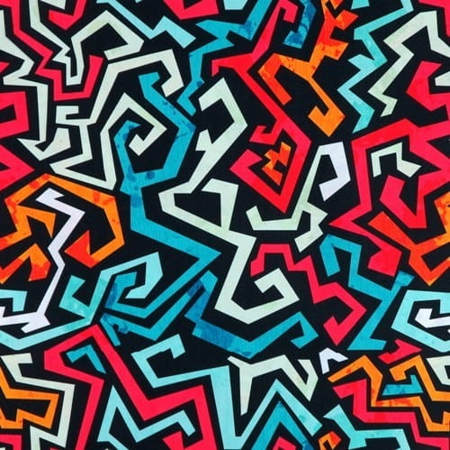 TKANINA WODOODPORNA Graffiti czerwone na czarnym 1