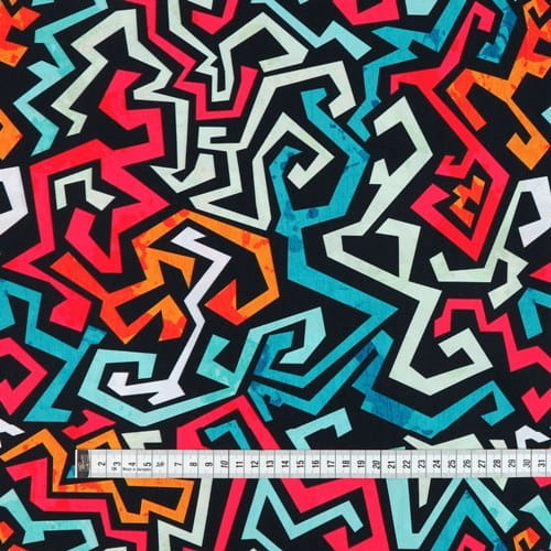 TKANINA WODOODPORNA Graffiti czerwone na czarnym 3