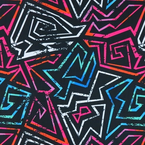 TKANINA WODOODPORNA Graffiti różowe na czarnym [6-8]