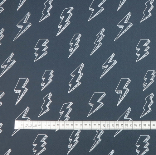 TKANINA WODOODPORNA błyskawice na grafitowym