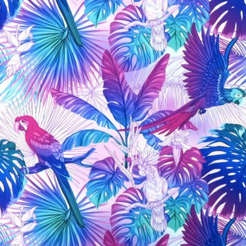 TKANINA WODOODPORNA Papugi – fluo
