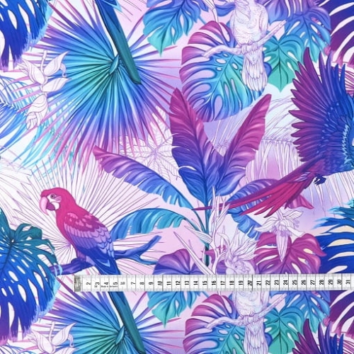TKANINA WODOODPORNA Papugi – fluo