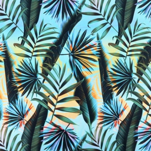 TKANINA WODOODPORNA Palmy na błękitnym tle