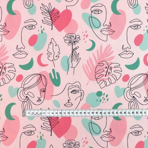 TKANINA WODOODPORNA Twarze i monstera