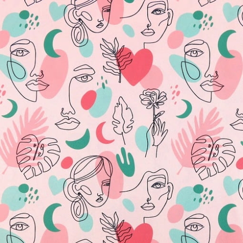 TKANINA WODOODPORNA Twarze i monstera