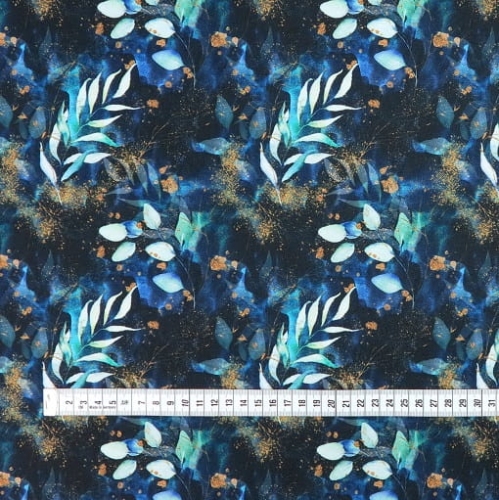 TKANINA WODOODPORNA Bajkowe gałązki niebieskie
