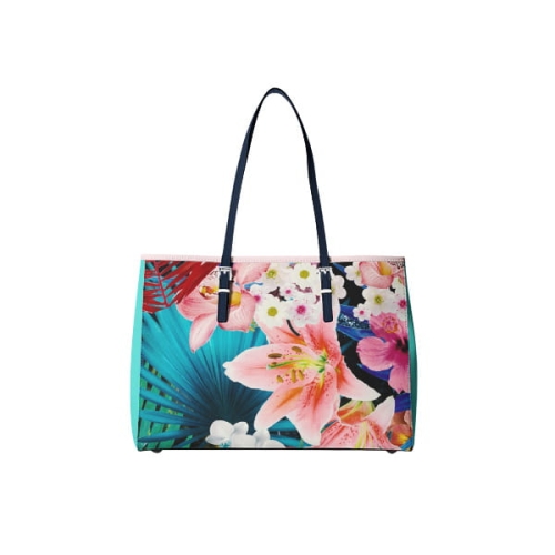 TKANINA WODOODPORNA Liście palmowe z kwiatami