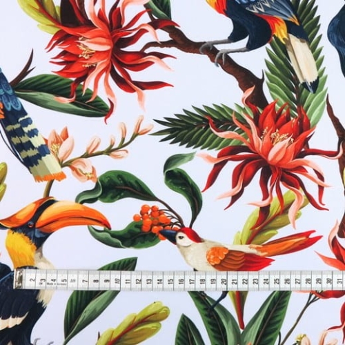 TKANINA WODOODPORNA Ptaki egzotyczne na jasnym tle