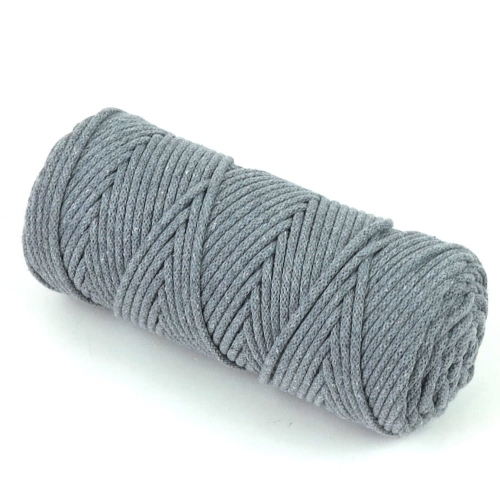 Sznurek bawełniany z rdzeniem 3 mm szary ciemny - motek 100 m