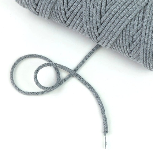 Sznurek bawełniany z rdzeniem 3 mm szary ciemny - motek 100 m
