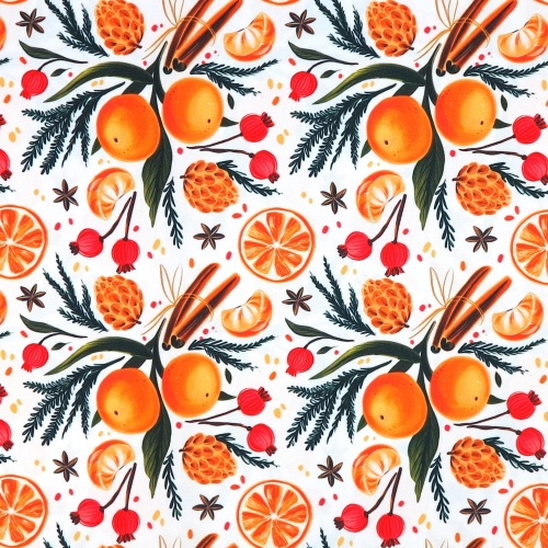 TKANINA WODOODPORNA Mandarynki z cynamonem [6-8]