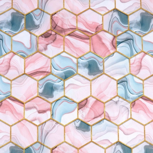 TKANINA WODOODPORNA OXFORD Plaster miodu / marmur różowy (mały wzór) [6-8]