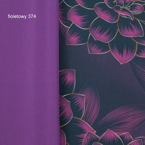 TKANINA WODOODPORNA Kwiaty fioletowo złote