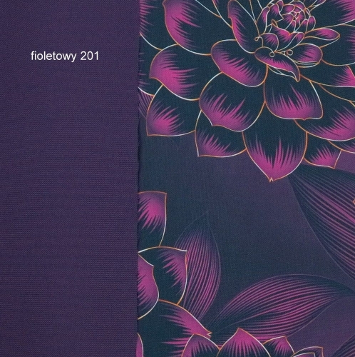 TKANINA WODOODPORNA Kwiaty fioletowo złote