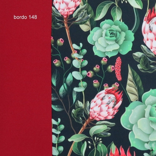 TKANINA WODOODPORNA Kwiaty - sukulenty na czarnym