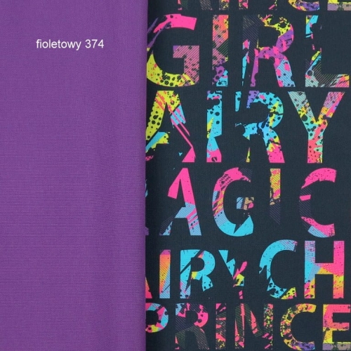 TKANINA WODOODPORNA Kolorowe napisy na czarnym tle