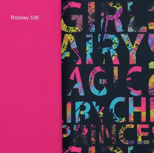 TKANINA WODOODPORNA Kolorowe napisy na czarnym tle