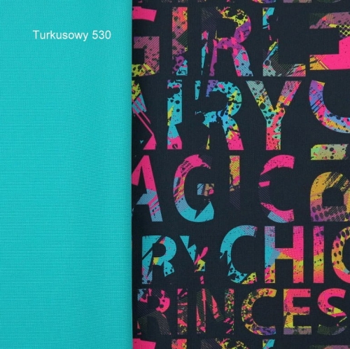 TKANINA WODOODPORNA Kolorowe napisy na czarnym tle