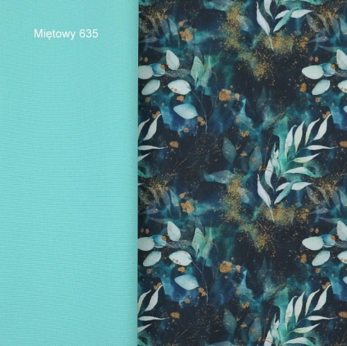 TKANINA WODOODPORNA Bajkowe gałązki zielone
