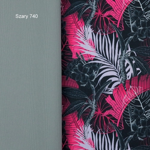 TKANINA WODOODPORNA Liście bananowca różowe na czarnym
