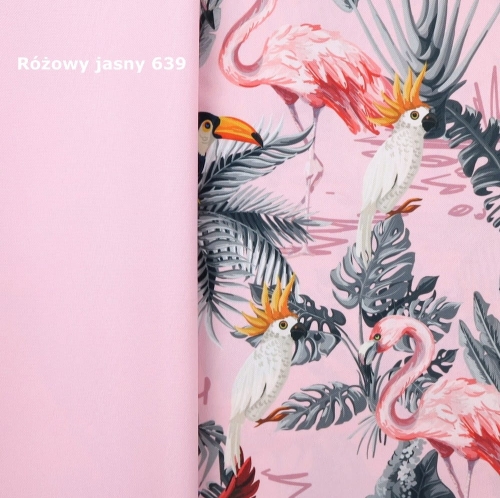 TKANINA WODOODPORNA Papugi i flamingi w dżungli