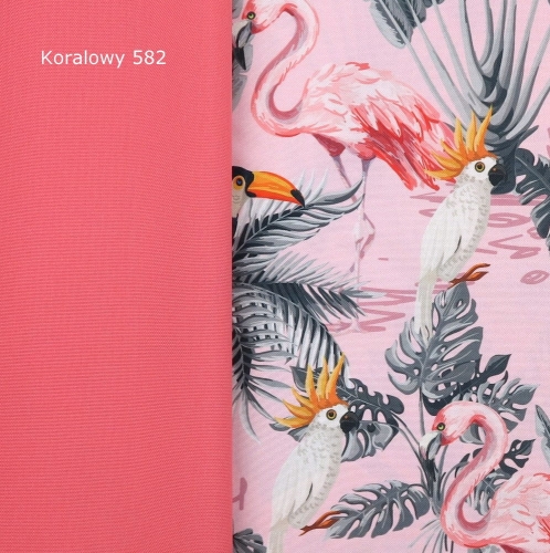 TKANINA WODOODPORNA Papugi i flamingi w dżungli