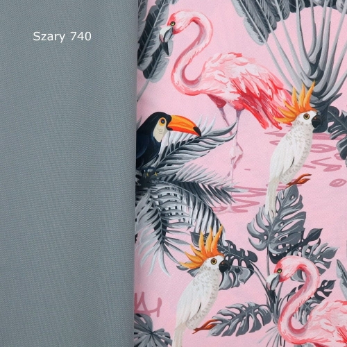 TKANINA WODOODPORNA Papugi i flamingi w dżungli