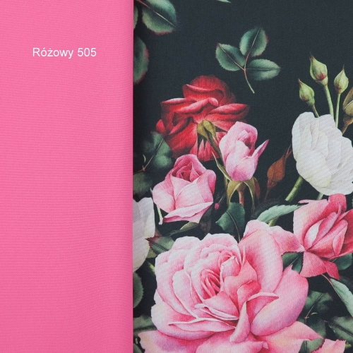 TKANINA WODOODPORNA Róże na czarnym tle