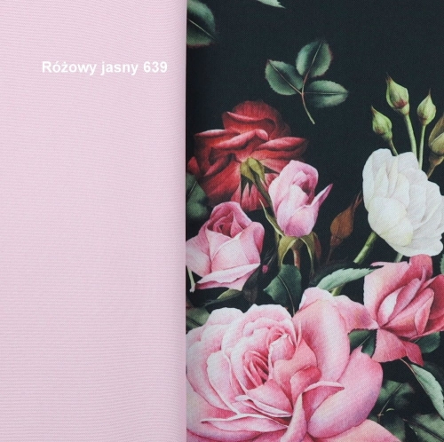 TKANINA WODOODPORNA Róże na czarnym tle