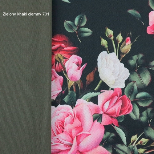 TKANINA WODOODPORNA Róże na czarnym tle