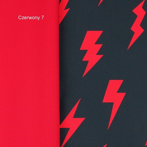 TKANINA WODOODPORNA czerwone błyskawice na czarnym