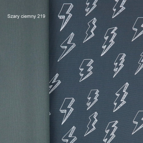 TKANINA WODOODPORNA błyskawice na grafitowym