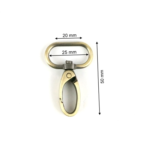 Karabińczyk 25 mm kolor stare złoto