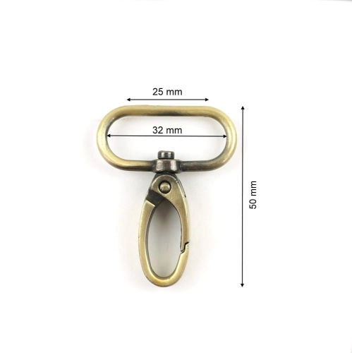Karabińczyk 32 mm kolor stare złoto