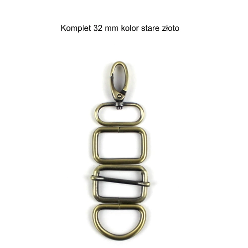 Karabińczyk 32 mm kolor stare złoto