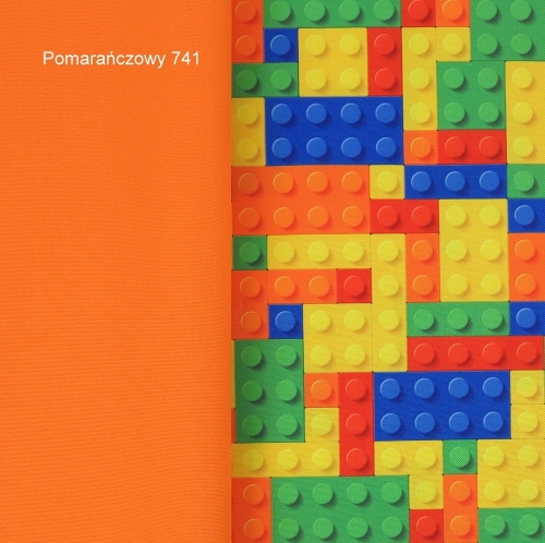 TKANINA WODOODPORNA Klocki czerwono-pomarańczowe