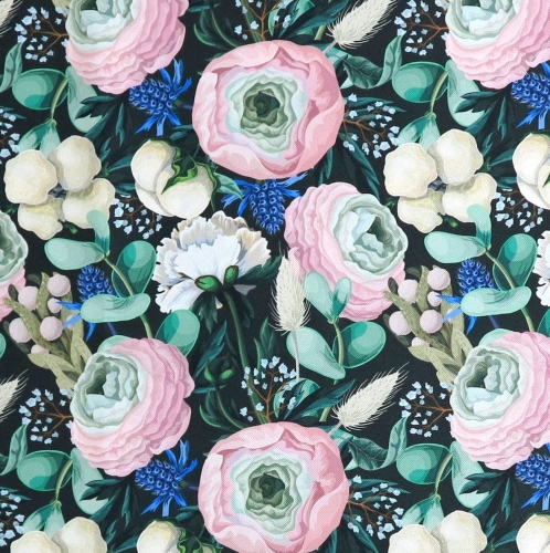 TKANINA WODOODPORNA Piwonie i kwiaty polne