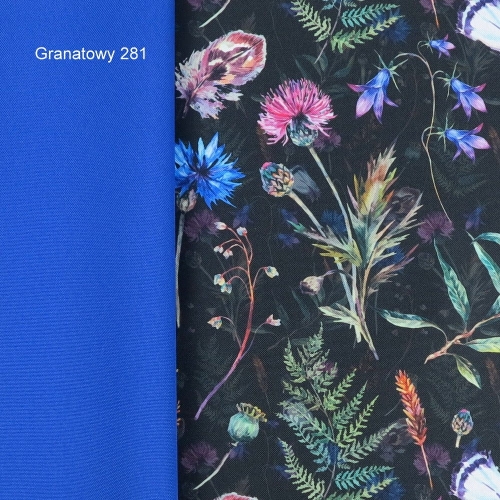 TKANINA WODOODPORNA Kwiaty polne na czarnym