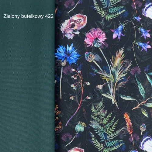TKANINA WODOODPORNA Kwiaty polne na czarnym